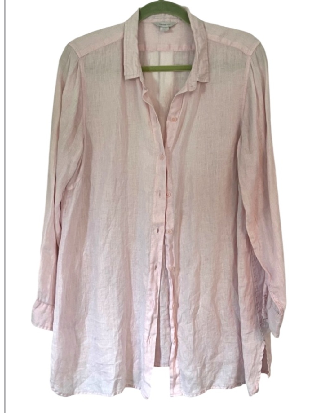 Garnet Hill Linen Tunic Blouse Top Pink PL